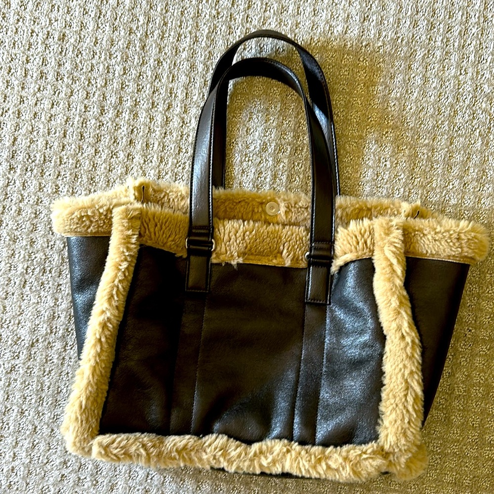Faux Shearling Tote Bag